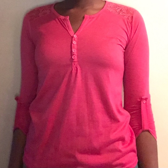 Lace trim fitted long sleeve tee - Picture 4 of 4